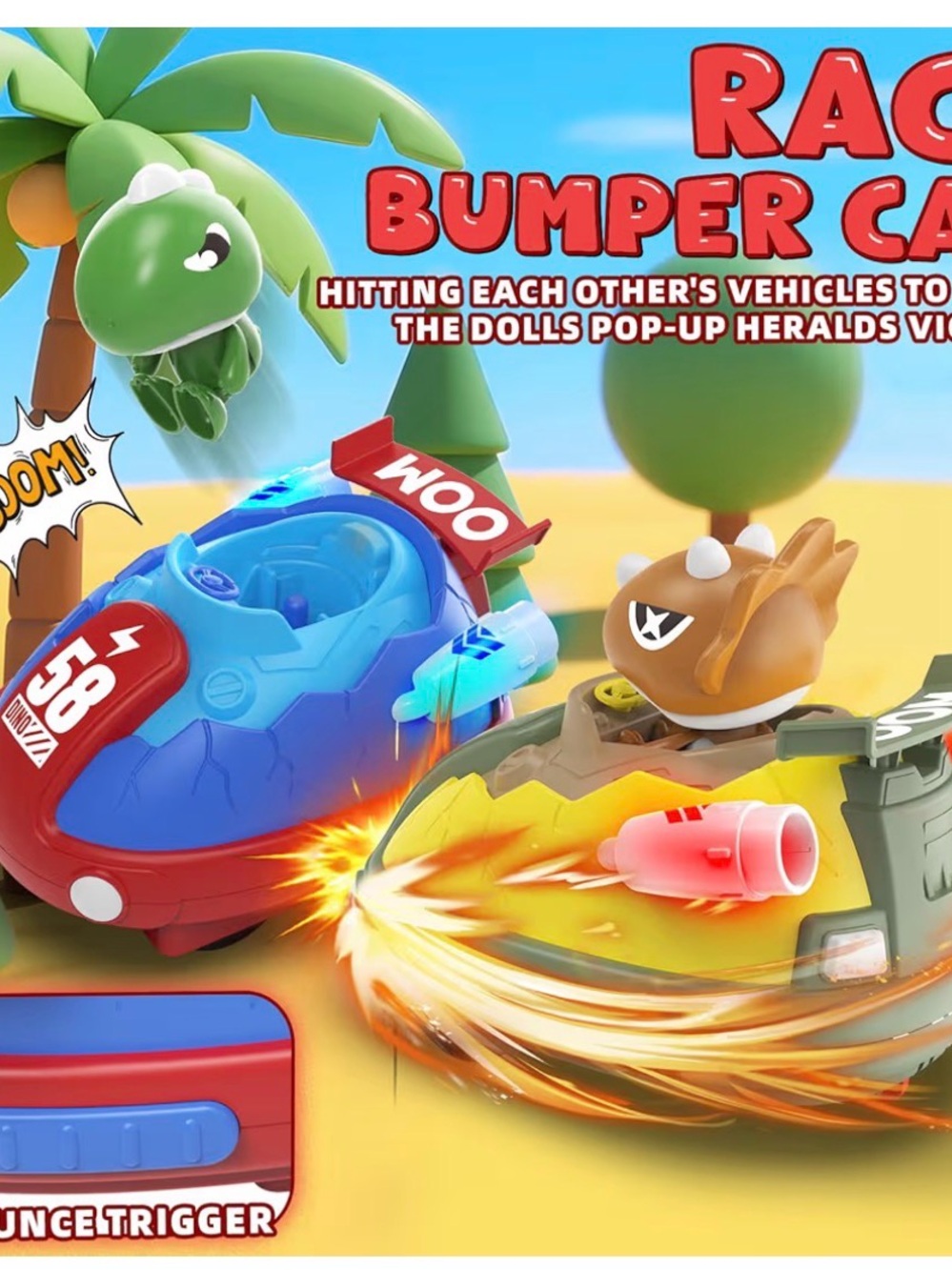 Kids Racing Bumper Cars Toy - Blue & Green